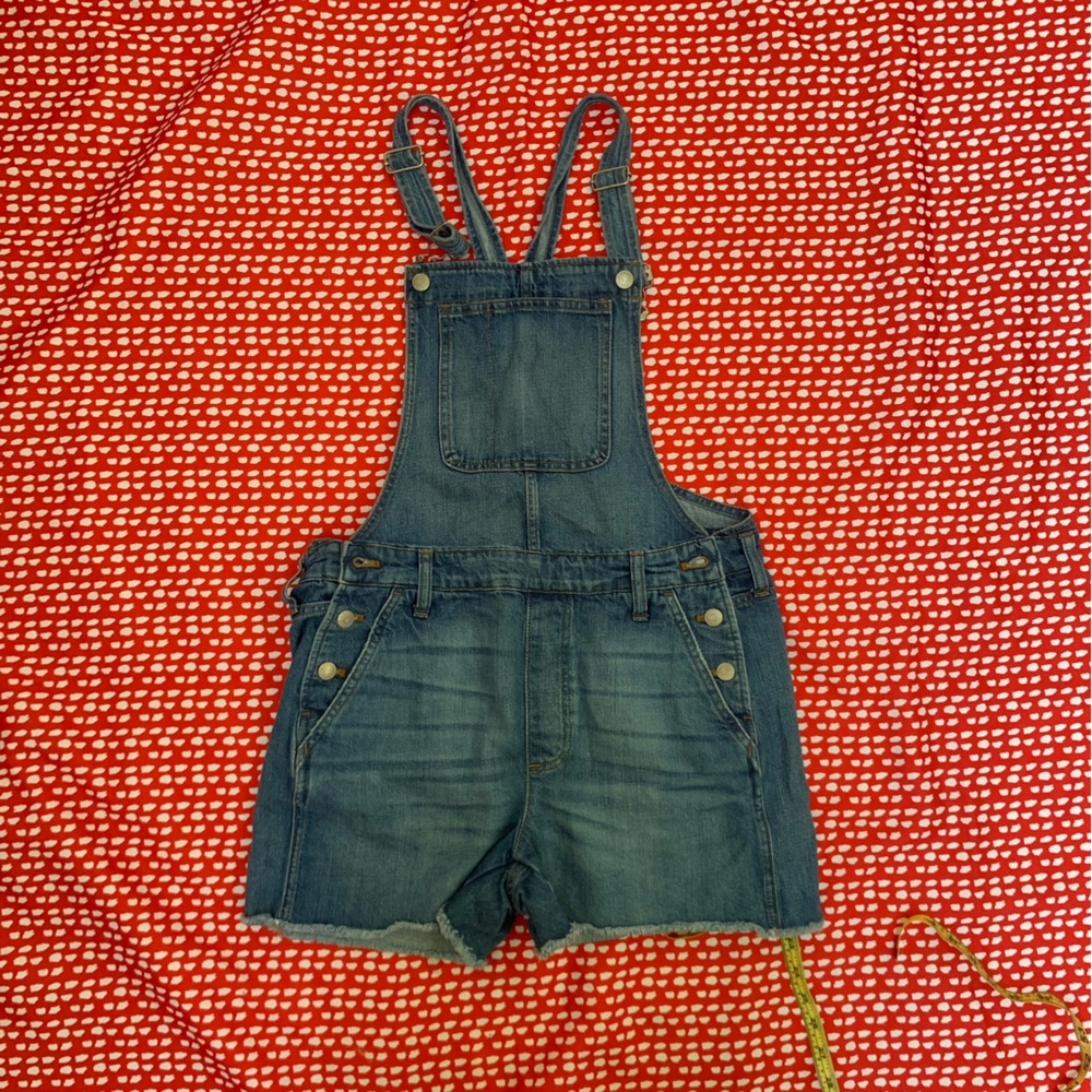Madewell Blue Denim Overall Shorte